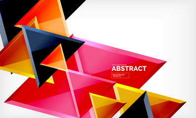 Triangular low poly background design, multicolored triangles
