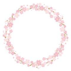 桜のサークルフレーム(白背景)