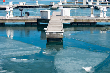 Empty yacht harbor during winter time almost ready for the season.