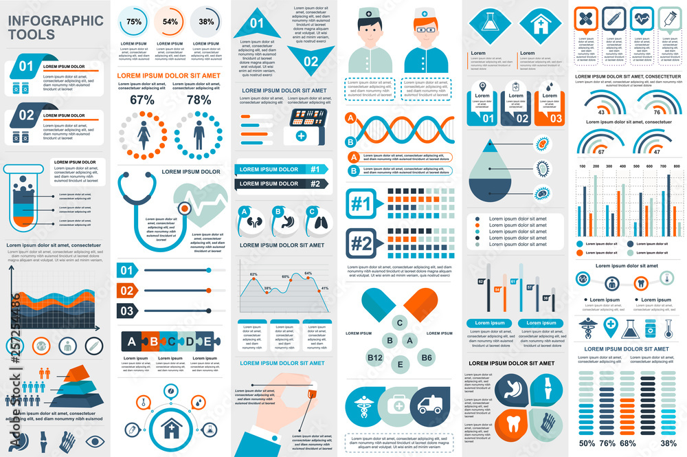 Leinwandbilder medical infographic elements data visualization vector design template. can be used for steps, optio