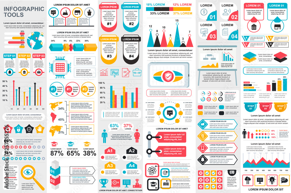 Aufkleber infographic elements data visualization vector design template. can be used for steps, options, busi