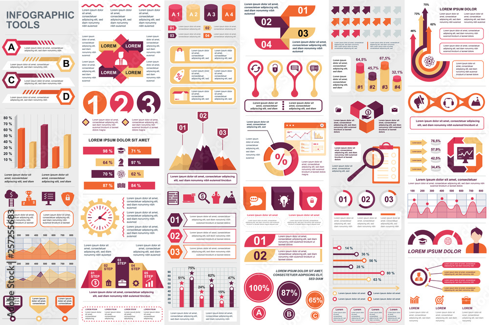 Poster Infographic elements data visualization vector design template. Can be used for steps, options, business processes, workflow, diagram, flowchart concept, timeline, marketing icons, info graphics.