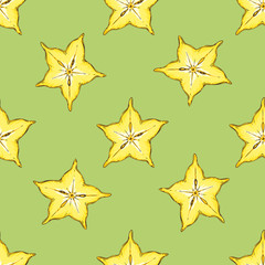 Seamless Vector Pattern with Carambola