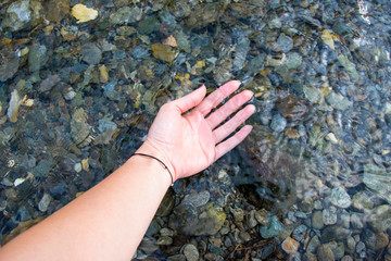 Woman hand in water