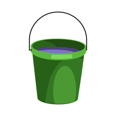 Green bucket illustration. Basket, home, cleaning. Houseware concept. Vector illustration can be used for topics like home, cleaning, houseware