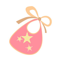 Pink burb cloth illustration. Bib, bodysuit, newborn. Newborn concept. Vector illustration can be used for topics like child, children stuff, toy market