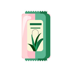 Solid hand soap illustration. Cosmetics, soap, washing. Aloe vera product concept. Vector illustration can be used for topics like beauty, spa, self care