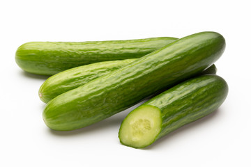 Fresh cucumber on white background.