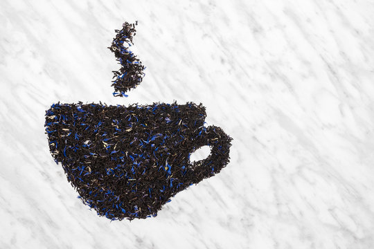 Teacup Made Of Black Earl Gray Tea Leaves