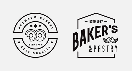 Double Set of Vector Bakery Pastry Elements Shop Sign
