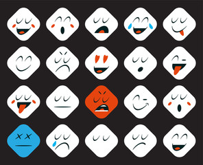 Set of Emoticons Stickers, Emoji. Vector Illustration.