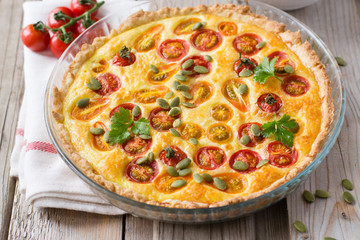 Tomato tart with pumpkin seeds