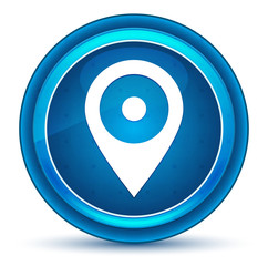 Location pin icon eyeball blue round button