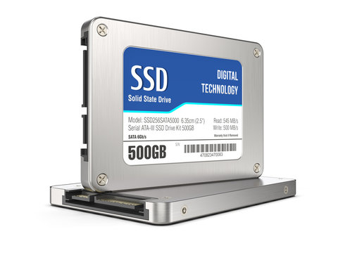 Group of SSD isolated on white background 3d