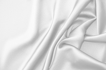 Rippled white silk fabric satin cloth waves background