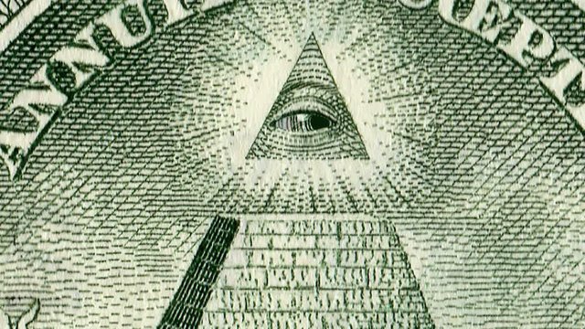 4K. The All Seeing Eye Of Providence On The Reverse Of The American Dollar. 2D Animation.