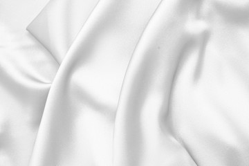 Rippled white silk fabric satin cloth waves background