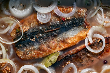 Brathering in Essigsud eingelegt