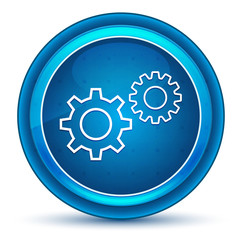 Settings process icon eyeball blue round button