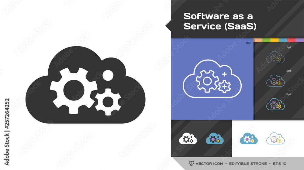 Wall mural software as a service saas icon black glyph silhouette and editable stroke thin outline single with 