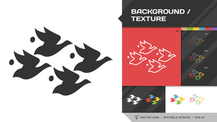 Textures and backgrounds icon black glyph silhouette and editable stroke thin outline single with bird and fish seamless pattern sign in Escher style.