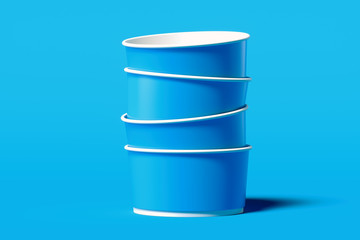Takeaway containers for fast food or snacks on blue background. 3d rendering.
