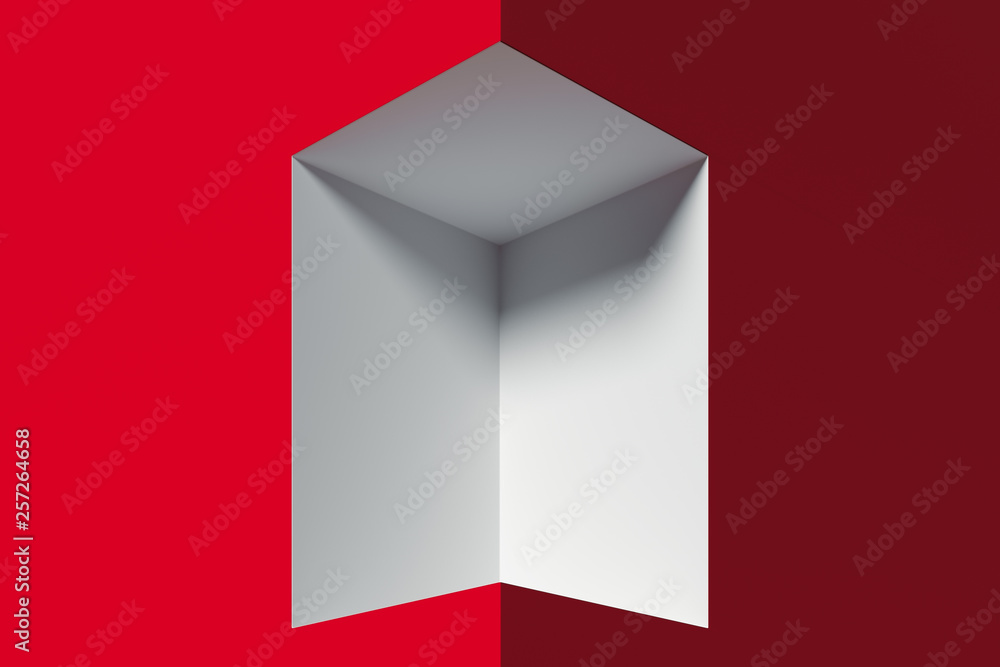 Poster modern showcase white colour with deepening and empty space. 3d rendering.