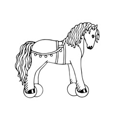 Curly horse on wheels