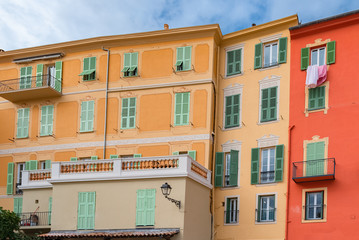 Obraz premium Menton, colorful houses in the old city, typical facades