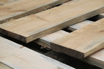 Stack the boards in lumber mill