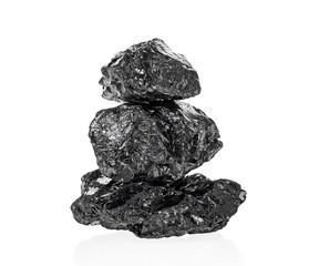 Pile of coal isolated on white background