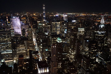 Fototapeta na wymiar Nueva York de Noche desde lo alto