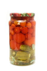 jar, glass, isolated, canned, tomato,
