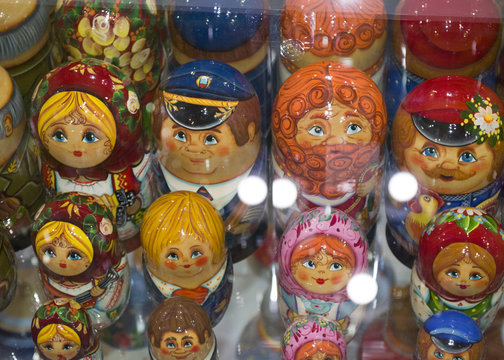 Russian dolls in a shop window