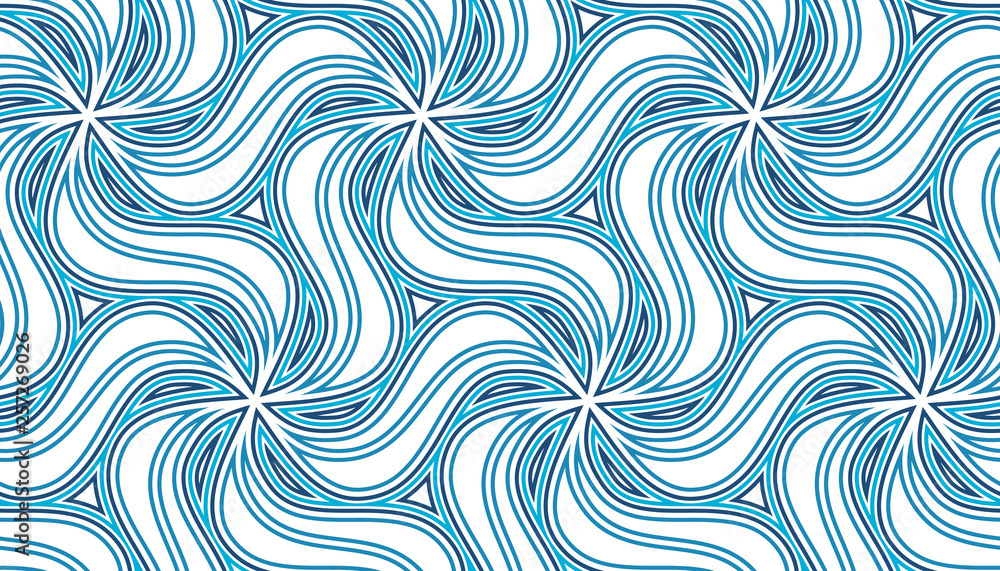 Poster seamless pattern with rotating figures. optical illusion of movement of forms in space.