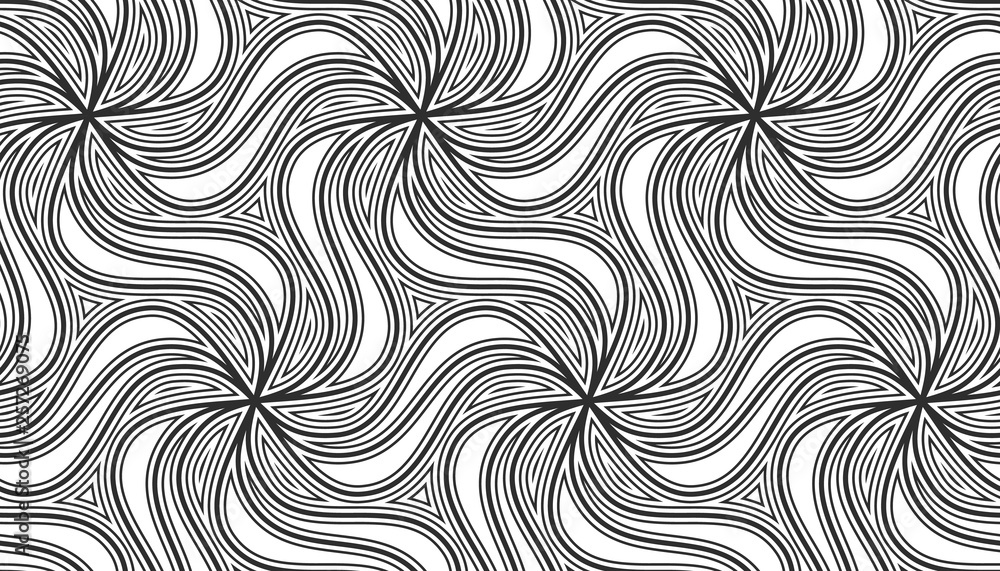 Poster seamless pattern with rotating figures. optical illusion of movement of forms in space.