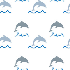 Dolphins seamless pattern, summer print for textile and card design