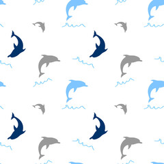 Dolphins seamless pattern, summer print for textile and card design