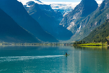 Norway canoe in fjord