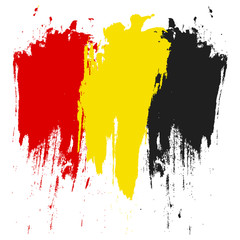 Belgium Flag. Brush painted Belgium flag. Hand drawn style illustration with a grunge effect and watercolor. Belgium flag with grunge texture. Vector illustration.