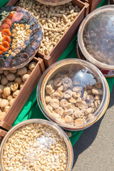 Nuts and dried fruits on the market