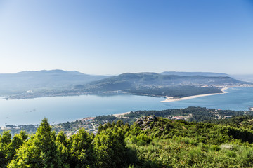 Mount Santa Tecla, Spain. The mouth of the Minho River at the confluence of the Atlantic Ocean