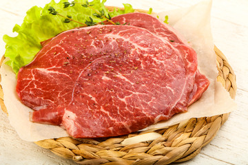 Raw beef schnitzel
