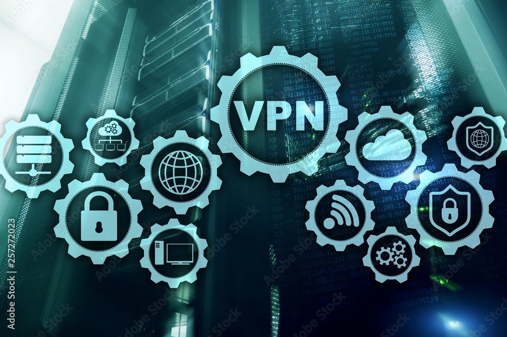 Poster secure vpn connection. virtual private network or internet security concept.