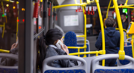in the evening they let the bus go, people rush home