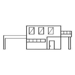 Outline of a modern house building. Vector illustration design