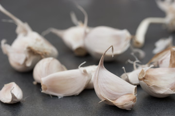 unpeeled garlic cloves macro