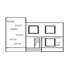 Outline of a modern house building. Vector illustration design