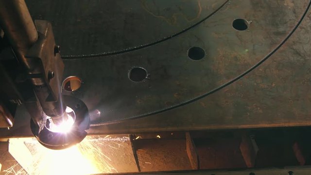 Close-up Top View Of A Laser Cutting Machine