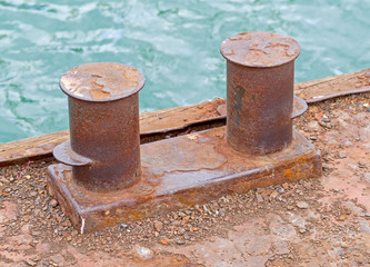 Big old rusty bollard